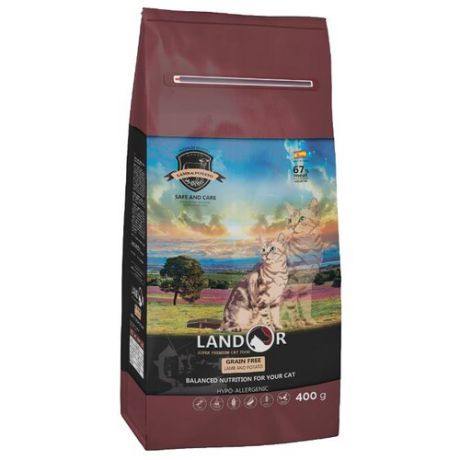 Корм для кошек Landor Grain Free Hairball & Weight Control 0.4 кг