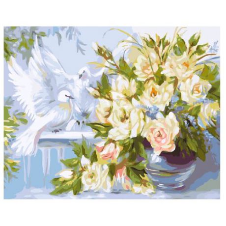 ВанГогВоМне Картина по номерам "Цветы и голуби", 40х50 (ZX 21024)