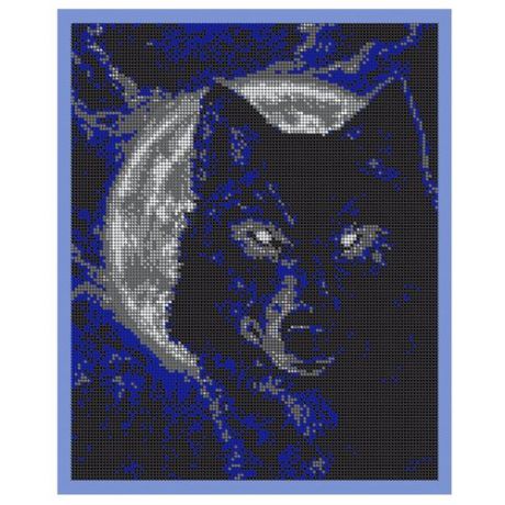 Вышивочка Набор для вышивания чешским бисером на атласе Волк в лунном свете 24 х 30см (ВЛ-085П)