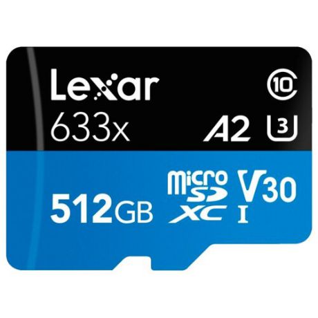 Карта памяти Lexar microSDXC Class 10 UHS Class 3 A2 V30 633x 512GB + SD adapter