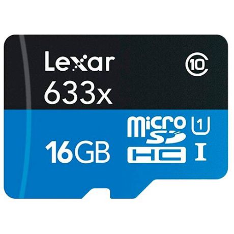 Карта памяти Lexar microSDHC Class 10 UHS Class 1 633x 16GB + SD adapter
