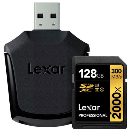 Карта памяти Lexar Professional 2000x SDXC UHS-II 128GB + SD UHS-II reader