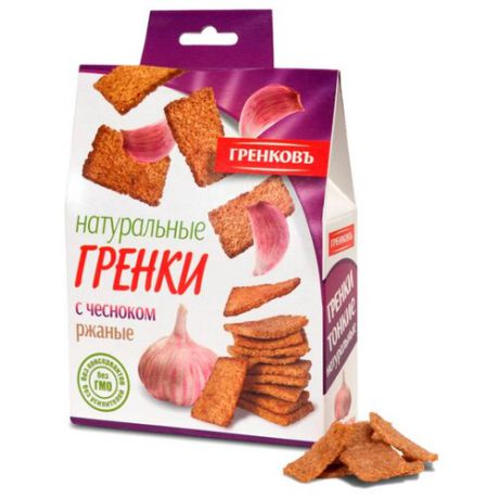 ГРЕНКОВЪ Сухарики-гренки ржано-пшеничные с чесноком, 70 г