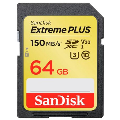 Карта памяти SanDisk Extreme PLUS SDXC Class 10 UHS Class 3 V30 150MB/s 64GB