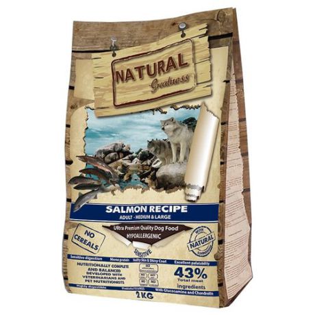 Сухой корм для собак NATURAL Greatness лосось с картофелем 2 кг