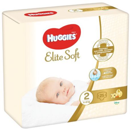 Huggies подгузники Elite Soft 2 (4-6 кг) 25 шт.