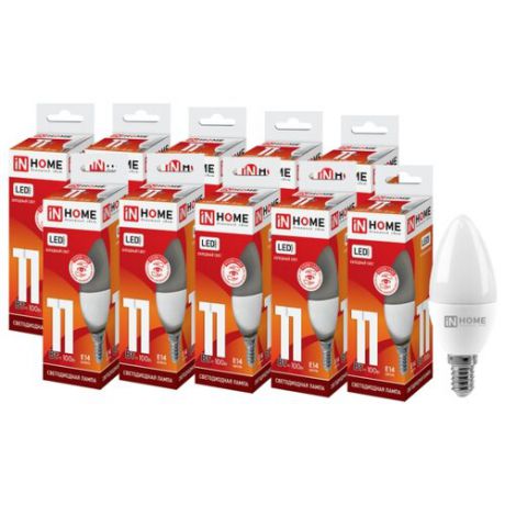 Упаковка светодиодных ламп 10 шт In Home E14, C37, 11Вт