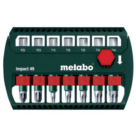 Набор бит Metabo (7 предм.) Impact 49 зеленый