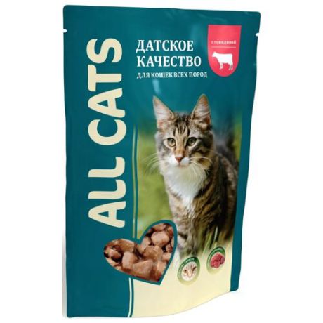 Корм для кошек ALL CATS (0.085 кг) 1 шт. Пауч с говядиной
