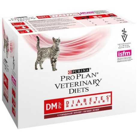 Корм для кошек Pro Plan Veterinary Diets (0.085 кг) 10 шт. Feline DM Diabetes Management Beef pouch