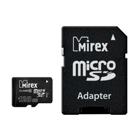 Карта памяти Mirex microSDXC Class 10 UHS-I U1 128GB + SD adapter