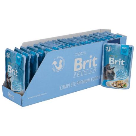 Корм для кошек Brit Premium с курицей 24шт. х 85 г (кусочки в соусе)