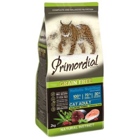 Корм для кошек Primordial (2 кг) Grain Free Cat Adult Salmon Tuna