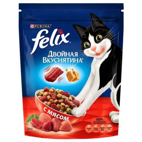 Корм для кошек Felix Двойная вкуснятина с мясом 300 г