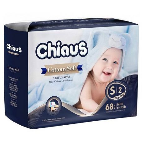 Chiaus подгузники Cottony Soft S (3-6 кг) 68 шт.