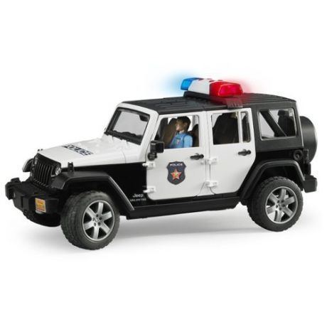 Внедорожник Bruder Jeep Wrangler Unlimited Rubicon Полиция, с фигуркой (02-526) 1:16 31 см черный/белый