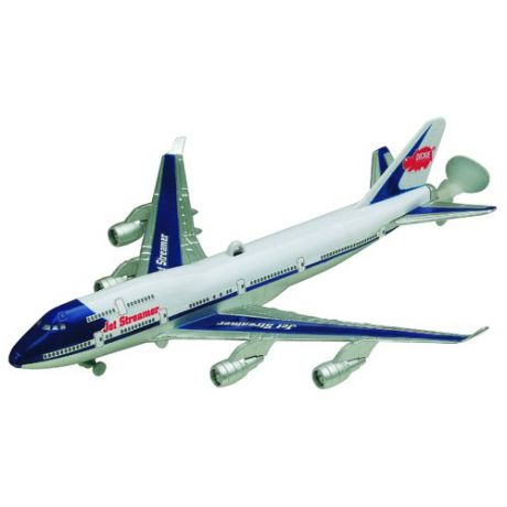 Самолет Dickie Toys реактивный на леске (3343004) 25 см белый/синий