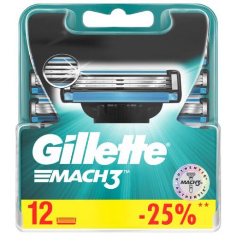 Сменные кассеты Gillette Mach3 , 12 шт.