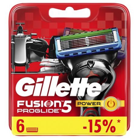 Cменные кассеты Gillette Fusion5 ProGlide Power , 6 шт.