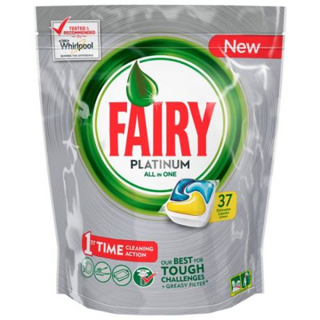 Fairy Platinum All in 1 капсулы (лимон) для посудомоечной машины 37 шт.
