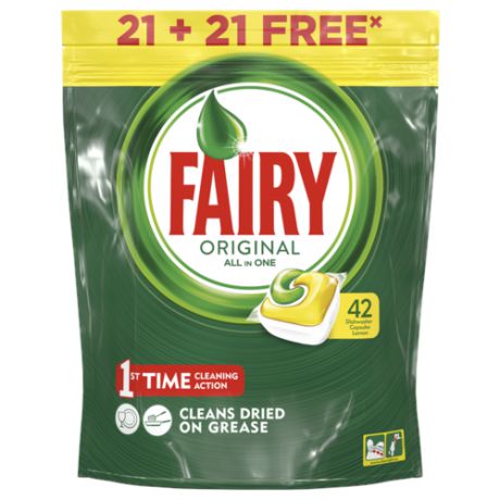 Fairy Original All in 1 капсулы (лимон) для посудомоечной машины 42 шт. 0.57 кг