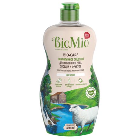 BioMio Средство для мытья посуды, овощей и фруктов без запаха с экстрактом хлопка 0.45 л