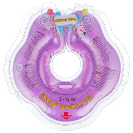 Круг на шею Baby Swimmer 0m+ (3-12 кг) с погремушкой фиолетовый