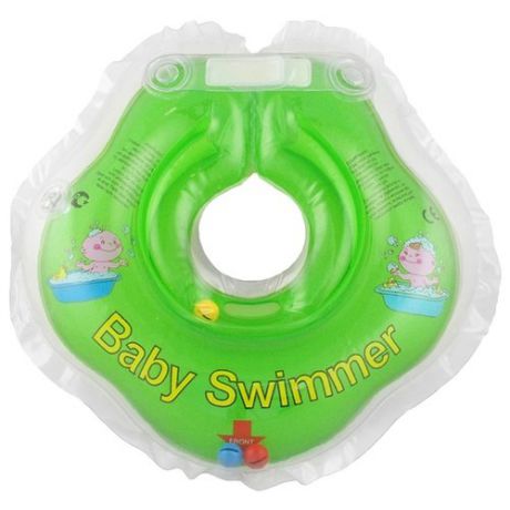 Круг на шею Baby Swimmer 0m+ (3-12 кг) с погремушкой салатовый