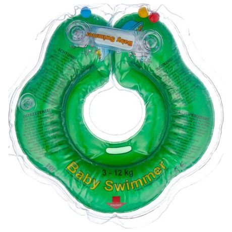 Круг на шею Baby Swimmer 0m+ (3-12 кг) с погремушкой зеленый