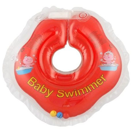Круг на шею Baby Swimmer 0m+ (3-12 кг) с погремушкой красный