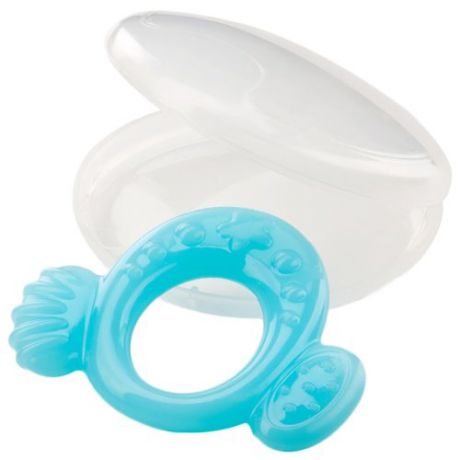 Прорезыватель Happy Baby Silicone teether with protective case blue