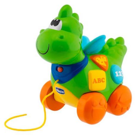 Каталка-игрушка Chicco Говорящий дракон (69033) со звуковыми эффектами зеленый/оранжевый