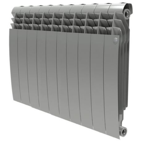 Радиатор секционный биметаллический Royal Thermo BiLiner 500 x10 теплоотдача 1110 Вт, 10 секций, подключение универсальное боковое Silver Satin