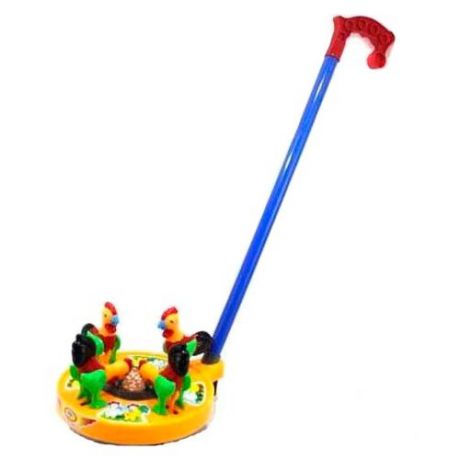 Каталка-игрушка Shantou Gepai Карусель Петушки (42074) желтый/синий
