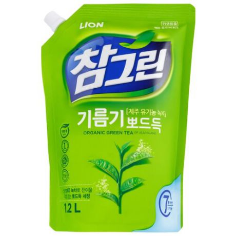Lion Жидкость для мытья посуды Chamgreen Зелёный чай 1.2 л сменный блок