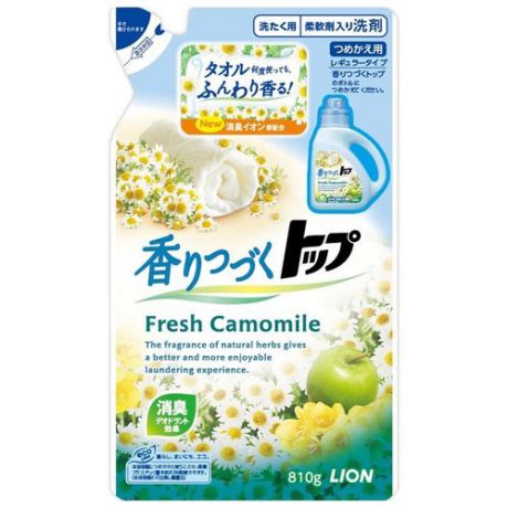 Жидкость для стирки Lion Top Fresh аромат ромашки и зеленого яблока (Япония) 0.81 л пакет