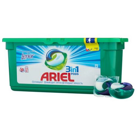 Капсулы Ariel PODS 3-в-1 Touch of Lenor Fresh, пластиковый контейнер, 30 шт