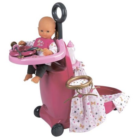 Smoby Набор для кормления и купания пупса в чемодане Baby Nurse (220316) розовый/серый