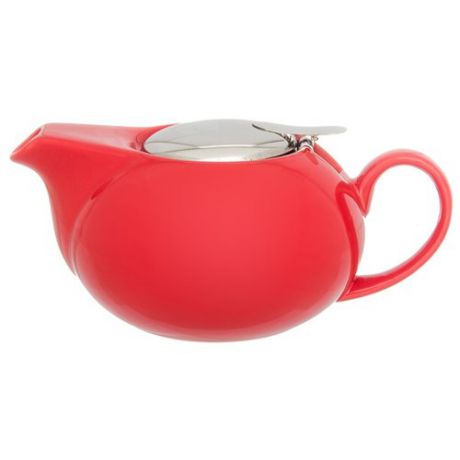 Elan gallery Заварочный чайник плоский с металлической крышкой 550 мл красный