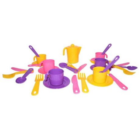 Набор посуды Полесье "Анюта" на 6 персон 3858 розовый/желтый/фиолетовый