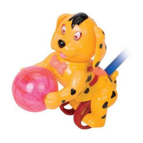 Каталка-игрушка Рыжий кот Весёлая Собачка (И-0475) со звуковыми эффектами оранжевый/черный/розовый