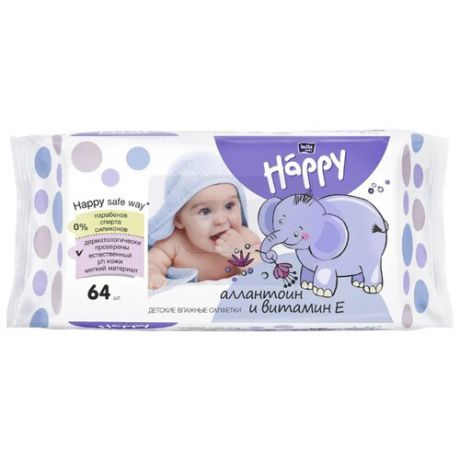 Влажные салфетки Bella Baby happy Allantoin + vitamin E 64 шт.