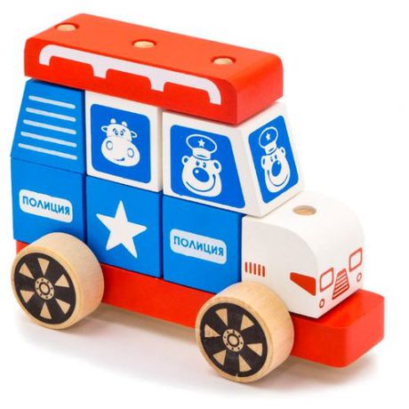 Каталка-игрушка Alatoys Полицейская машина (ККМ03) красный/голубой/белый