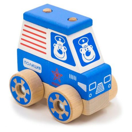 Каталка-игрушка Alatoys Полицейская машина (ККМ04) голубой/белый/красный