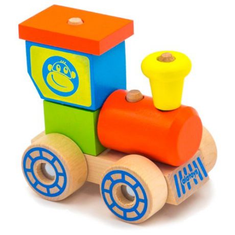 Каталка-игрушка Alatoys Паровозик 2 (ККП03) красный/голубой/зеленый/желтый