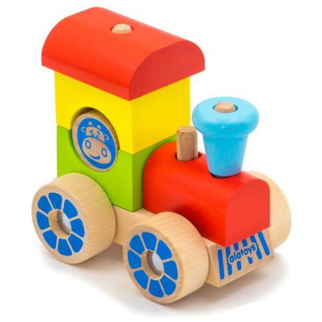 Каталка-игрушка Alatoys Паровозик (ККП02) красный/голубой/зеленый/желтый