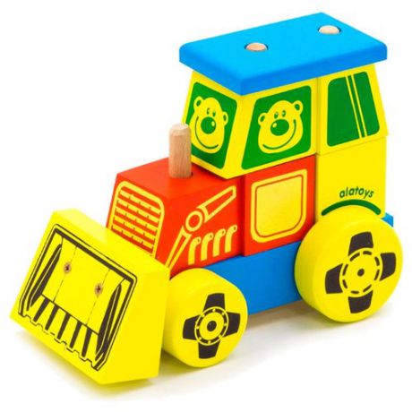 Каталка-игрушка Alatoys Трактор большой (КТР01) желтый/голубой/красный
