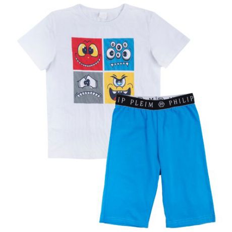 Комплект одежды playToday размер 116, белый/голубой