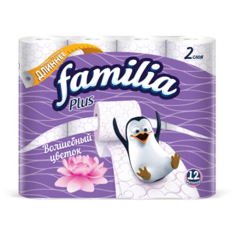 Туалетная бумага Familia Plus Волшебный цветок, 12 рул.