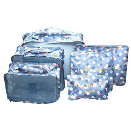 HOMSU Комплект из 6 органайзеров для багажа Синий Цветок синий